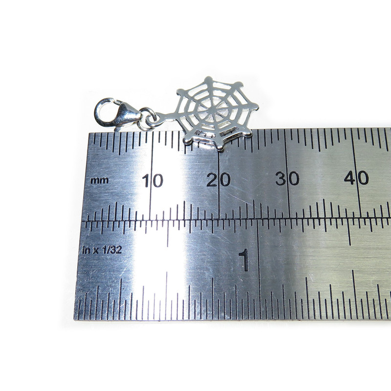 925 Sterling Silver Spider on Web Charm, Unique Gift